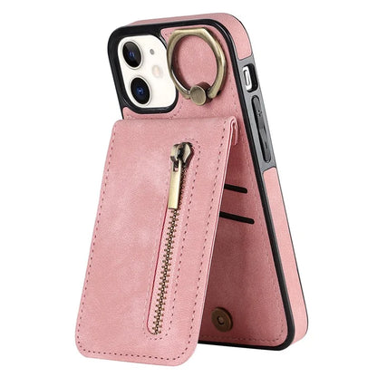 For iPhone 12 mini Cell Phone Case RFID Blocking PU+TPU Cover with Card Slots