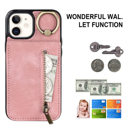 For iPhone 12 mini Cell Phone Case RFID Blocking PU+TPU Cover with Card Slots