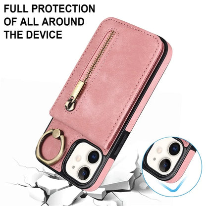 For iPhone 12 mini Cell Phone Case RFID Blocking PU+TPU Cover with Card Slots