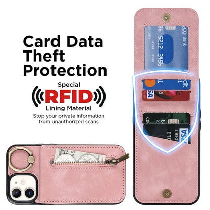 For iPhone 12 mini Cell Phone Case RFID Blocking PU+TPU Cover with Card Slots