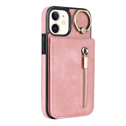 For iPhone 12 mini Cell Phone Case RFID Blocking PU+TPU Cover with Card Slots