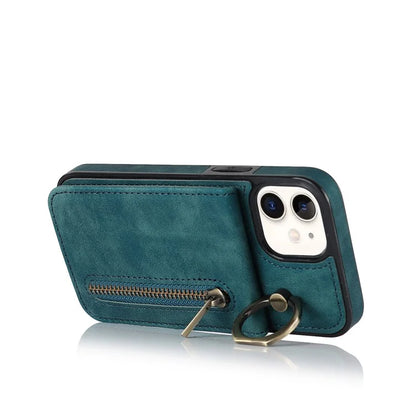 For iPhone 12 mini Cell Phone Case RFID Blocking PU+TPU Cover with Card Slots