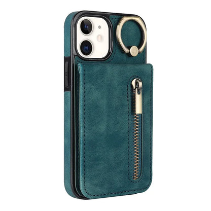 For iPhone 12 mini Cell Phone Case RFID Blocking PU+TPU Cover with Card Slots
