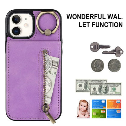 For iPhone 12 mini Cell Phone Case RFID Blocking PU+TPU Cover with Card Slots