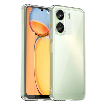For Xiaomi Redmi 13C 4G / Poco C65 4G Transparent Case Electroplating Buttons (Big Rear Lens Hole)