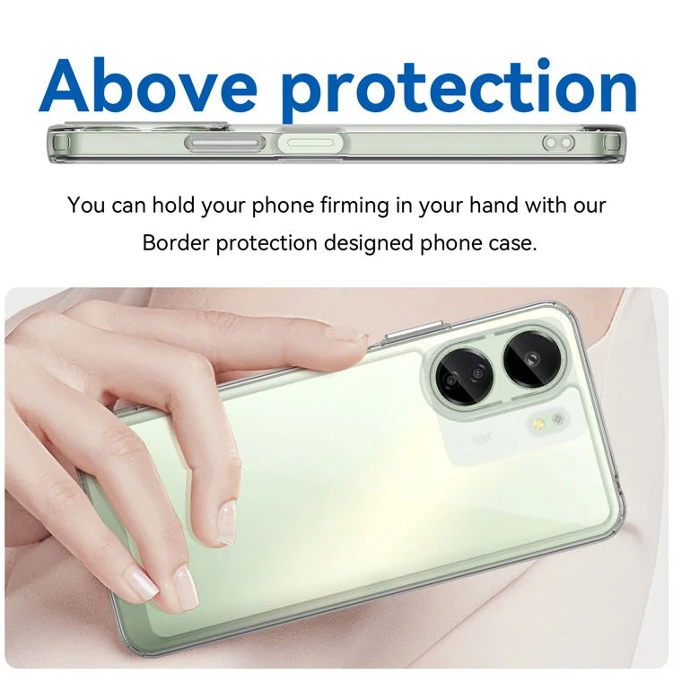 For Xiaomi Redmi 13C 4G / Poco C65 4G Transparent Case Electroplating Buttons (Big Rear Lens Hole)