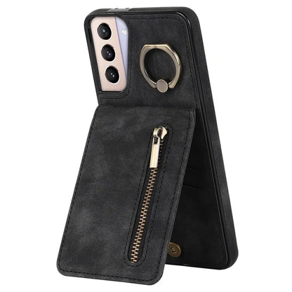 For Samsung Galaxy S21 4G / 5G RFID Blocking Cell Phone Case Card Slots PU+TPU Cover