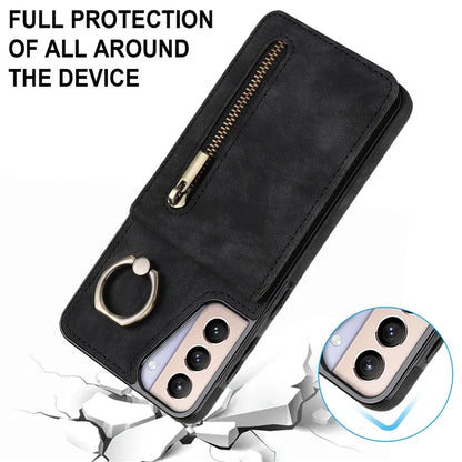 For Samsung Galaxy S21 4G / 5G RFID Blocking Cell Phone Case Card Slots PU+TPU Cover