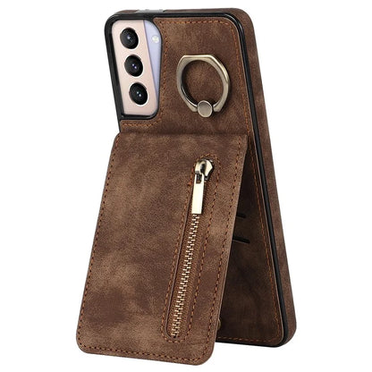 For Samsung Galaxy S21 4G / 5G RFID Blocking Cell Phone Case Card Slots PU+TPU Cover
