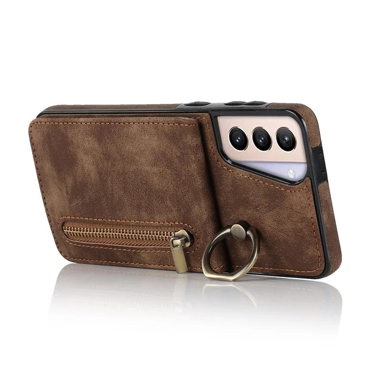 For Samsung Galaxy S21 4G / 5G RFID Blocking Cell Phone Case Card Slots PU+TPU Cover