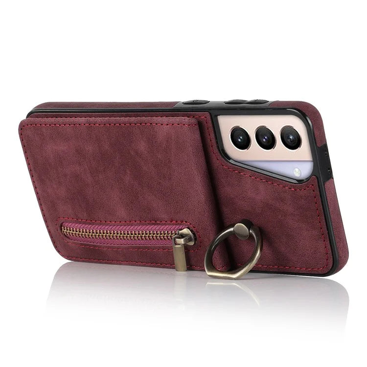 For Samsung Galaxy S21 4G / 5G RFID Blocking Cell Phone Case Card Slots PU+TPU Cover