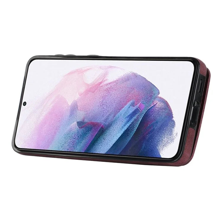 For Samsung Galaxy S21 4G / 5G RFID Blocking Cell Phone Case Card Slots PU+TPU Cover