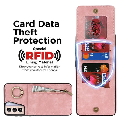 For Samsung Galaxy S21 4G / 5G RFID Blocking Cell Phone Case Card Slots PU+TPU Cover