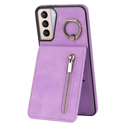 For Samsung Galaxy S21 4G / 5G RFID Blocking Cell Phone Case Card Slots PU+TPU Cover