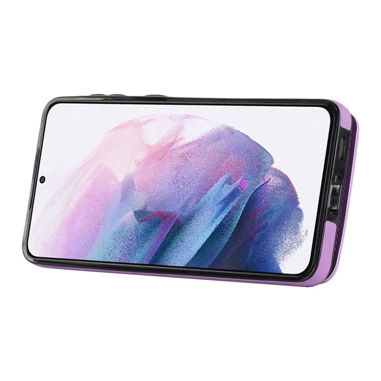 For Samsung Galaxy S21 4G / 5G RFID Blocking Cell Phone Case Card Slots PU+TPU Cover