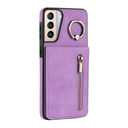For Samsung Galaxy S21 4G / 5G RFID Blocking Cell Phone Case Card Slots PU+TPU Cover