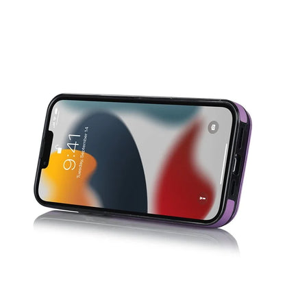 For iPhone 13 Pro Cell Phone Case Ring Kickstand RFID Blocking PU+TPU Cover