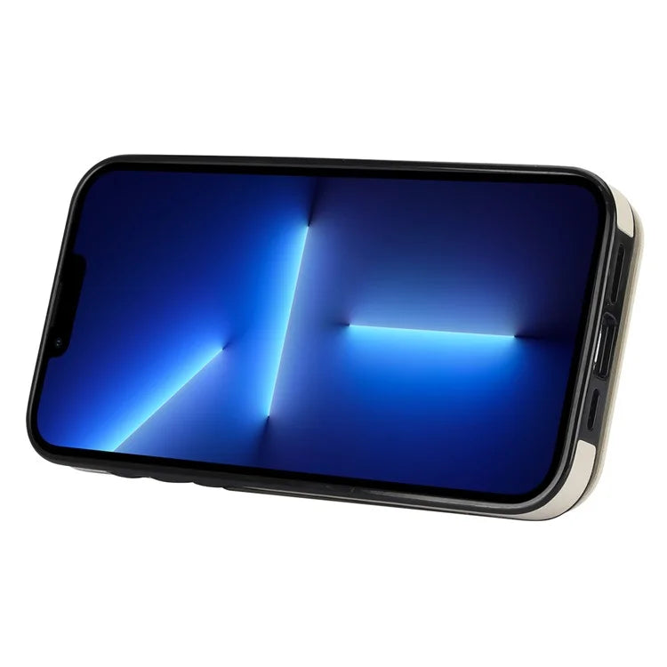 For iPhone 13 Pro Cell Phone Case Ring Kickstand RFID Blocking PU+TPU Cover