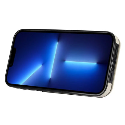 For iPhone 13 Pro Cell Phone Case Ring Kickstand RFID Blocking PU+TPU Cover