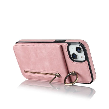 PU+TPU Cover for iPhone 13 mini , Ring Kickstand RFID Blocking Cell Phone Case
