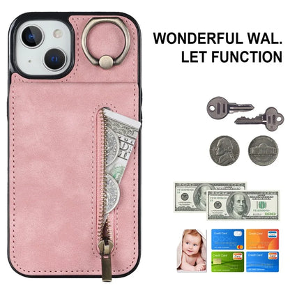 PU+TPU Cover for iPhone 13 mini , Ring Kickstand RFID Blocking Cell Phone Case