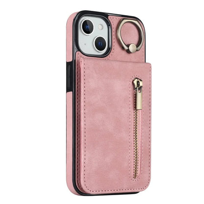 PU+TPU Cover for iPhone 13 mini , Ring Kickstand RFID Blocking Cell Phone Case