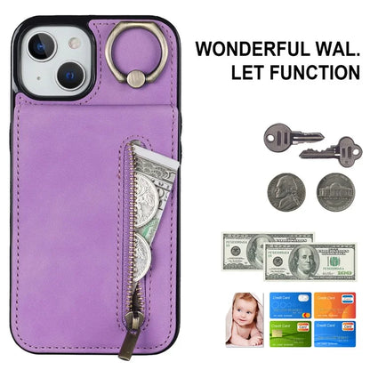 PU+TPU Cover for iPhone 13 mini , Ring Kickstand RFID Blocking Cell Phone Case