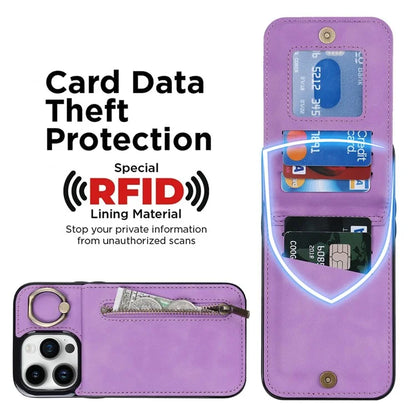 Retro Cover for iPhone 12 Pro Max , Ring Kickstand RFID Blocking PU+TPU Cell Phone Case