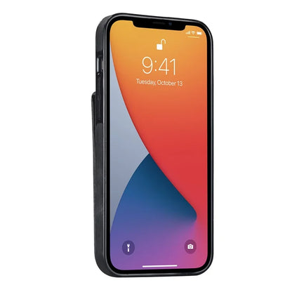 Retro Cover for iPhone 12 Pro Max , Ring Kickstand RFID Blocking PU+TPU Cell Phone Case