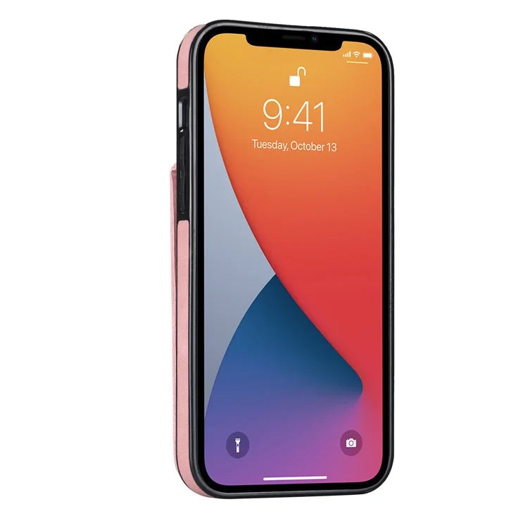Retro Cover for iPhone 12 Pro Max , Ring Kickstand RFID Blocking PU+TPU Cell Phone Case