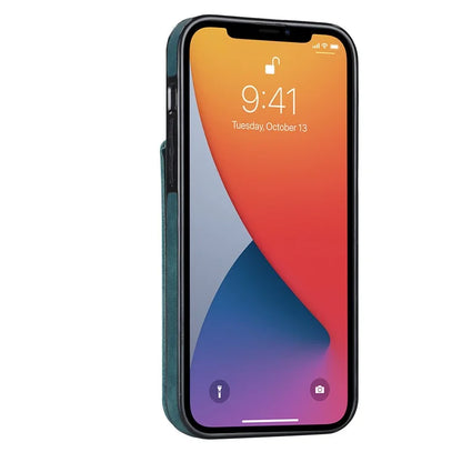 Retro Cover for iPhone 12 Pro Max , Ring Kickstand RFID Blocking PU+TPU Cell Phone Case