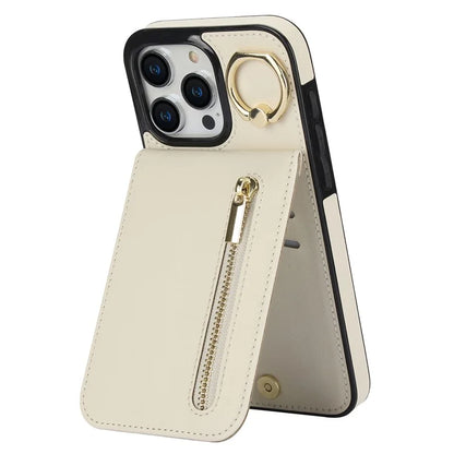 Retro Cover for iPhone 12 Pro Max , Ring Kickstand RFID Blocking PU+TPU Cell Phone Case