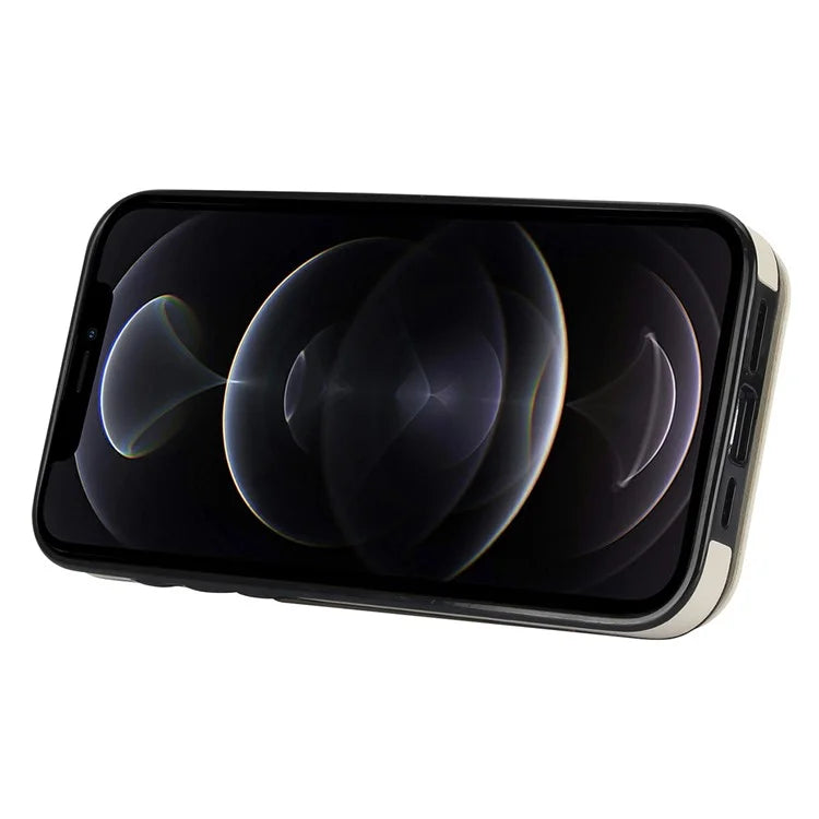 Retro Cover for iPhone 12 Pro Max , Ring Kickstand RFID Blocking PU+TPU Cell Phone Case