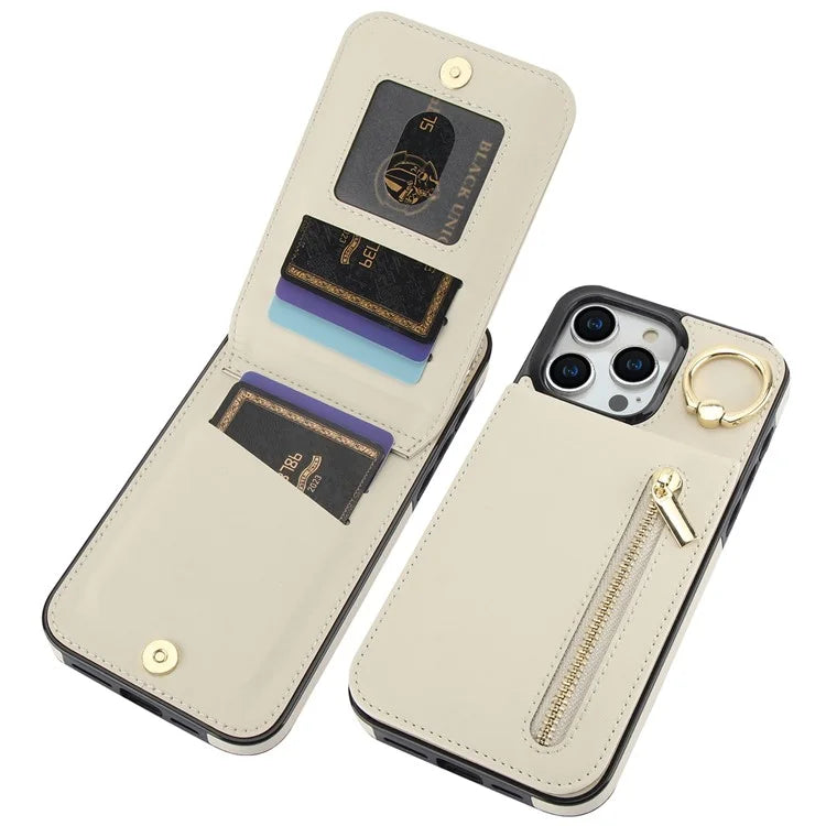 Retro Cover for iPhone 12 Pro Max , Ring Kickstand RFID Blocking PU+TPU Cell Phone Case