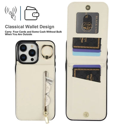Retro Cover for iPhone 12 Pro Max , Ring Kickstand RFID Blocking PU+TPU Cell Phone Case