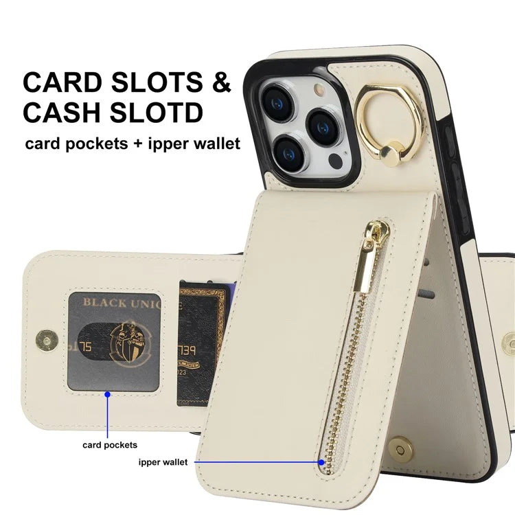 Retro Cover for iPhone 12 Pro Max , Ring Kickstand RFID Blocking PU+TPU Cell Phone Case