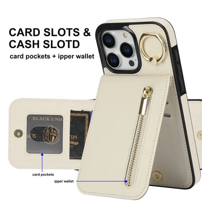 Retro Cover for iPhone 12 Pro Max , Ring Kickstand RFID Blocking PU+TPU Cell Phone Case