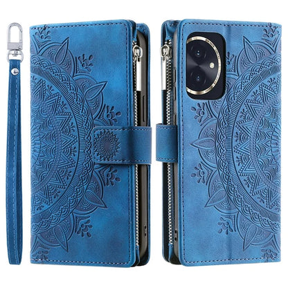 For Honor 100 5G Case with Multi-slot Cards Leather Phone Cover Stand with Strap