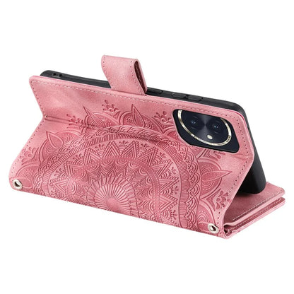 For Honor 100 5G Case with Multi-slot Cards Leather Phone Cover Stand with Strap