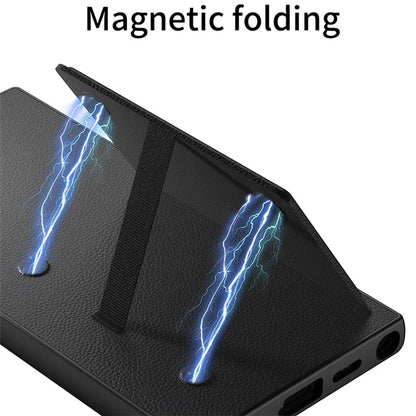 GKK For Samsung Galaxy S24 Ultra Magnetic Case PU Leather Coated PC+TPU Phone Cover with Card Slot