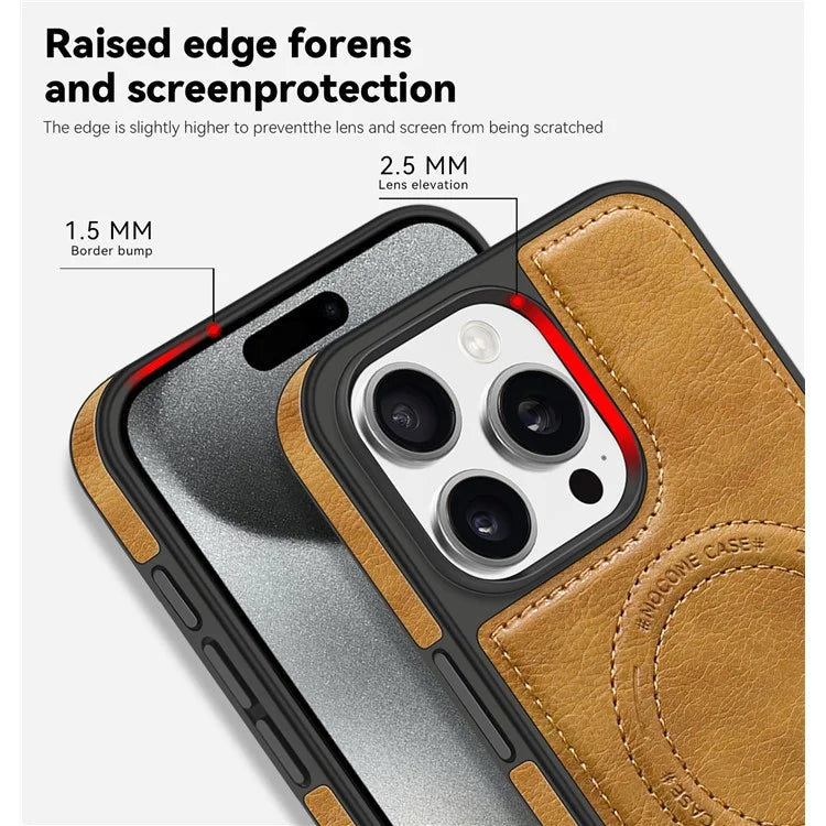 For iPhone 14 Pro Max Case Anti-scratch PU Leather Coated TPU + PC Phone Shell Compatible with MagSafe