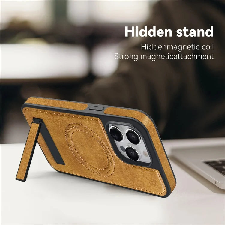 For iPhone 14 Pro Max Case Anti-scratch PU Leather Coated TPU + PC Phone Shell Compatible with MagSafe