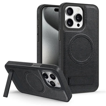 For iPhone 14 Pro Max Case Anti-scratch PU Leather Coated TPU + PC Phone Shell Compatible with MagSafe