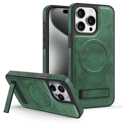 For iPhone 14 Pro Max Case Anti-scratch PU Leather Coated TPU + PC Phone Shell Compatible with MagSafeish Green