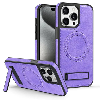 For iPhone 14 Pro Max Case Anti-scratch PU Leather Coated TPU + PC Phone Shell Compatible with MagSafe