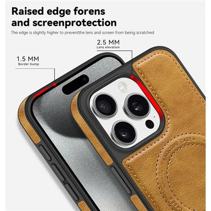 For iPhone 14 Pro Max Case Anti-scratch PU Leather Coated TPU + PC Phone Shell Compatible with MagSafe