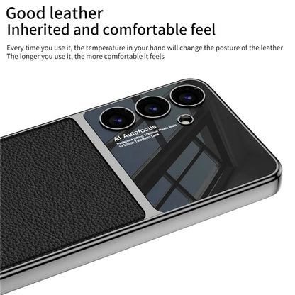 GKK For Samsung Galaxy S24 Cell Phone Case Electroplated PU Leather Coated PC+TPU Back Shell