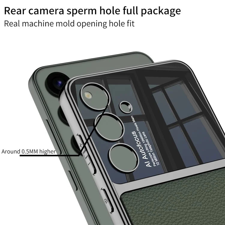 GKK For Samsung Galaxy S24 Cell Phone Case Electroplated PU Leather Coated PC+TPU Back Shell