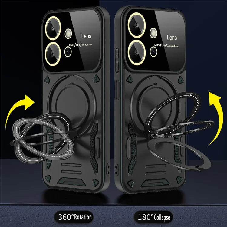 For Xiaomi Redmi Note 12 4G Magnetic Case Rotating Kickstand PC+TPU Phone Back Cover