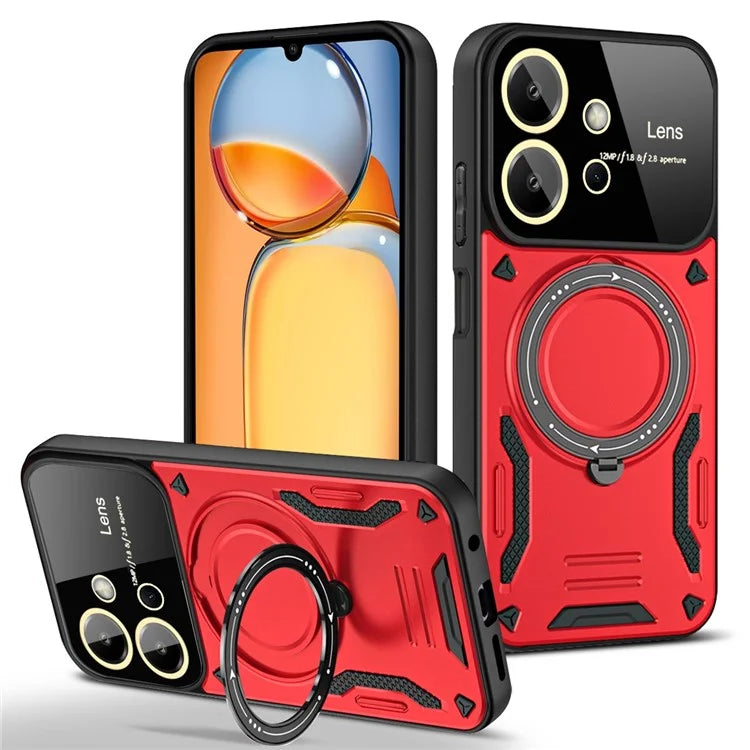 For Xiaomi Redmi Note 12 4G Magnetic Case Rotating Kickstand PC+TPU Phone Back Cover